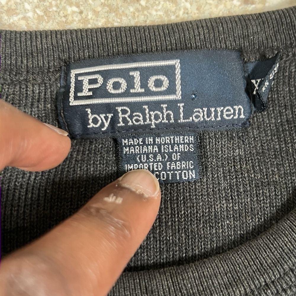 Vintage Polo Ralph Lauren Mens Waffle Knit Striped Thermal Longsle Shirt Size XL - Picture 4 of 7